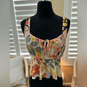 O’Neill | Colorful Floral Peplum Beach Tank Top - Size M
